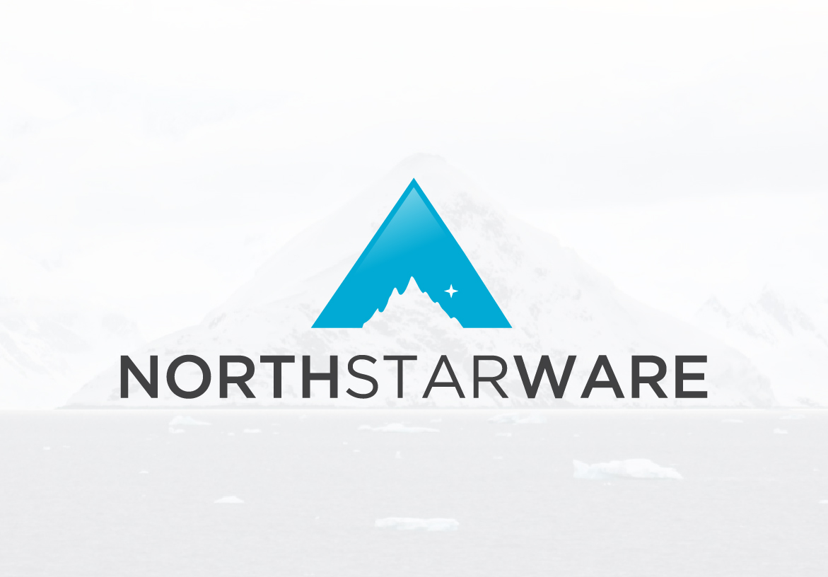 Official Northstarware logo design in gradient blue with grey typography, representing modern software and technology consulting services in Golden Valley.