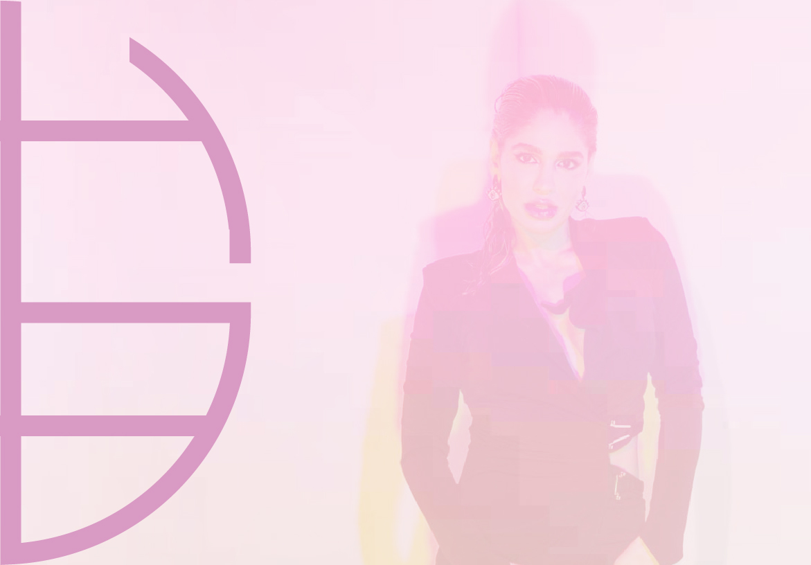 Abstract pink graphical element derived from SHAB's logo, used as a background design element, reflecting the Persian singer's modern aesthetic.